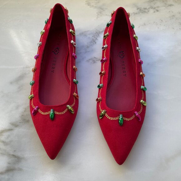 Katy Perry Hollie Christmas Flat in Red, Size 6 - Picture 1 of 3